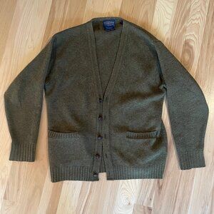 PENDLETON Vintage Heathered Green Wool Cardigan, Men's S or Women's M